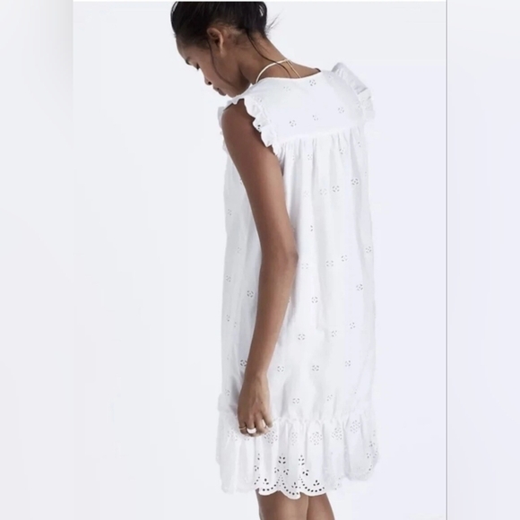 Madewell women XS white eyelet garden summer dress lined costal cowgirl boho - Picture 3 of 14